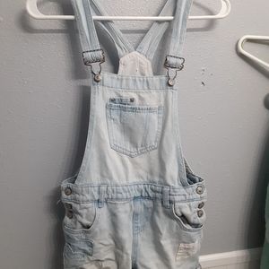 Light denim short overalls